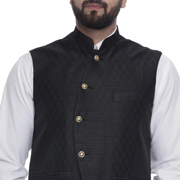 Stylish Art Silk Nehru Jacket | Men's Jacquard Print Outerwear