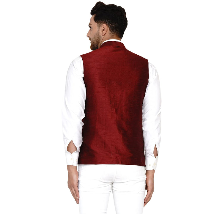 Classy Banarasi Jacket for Men | Solid Silk Blend Nehru Style
