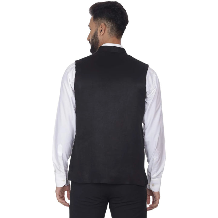 Designer Nehru Jacket for Men | Black Suede Velvet Occasion Wear