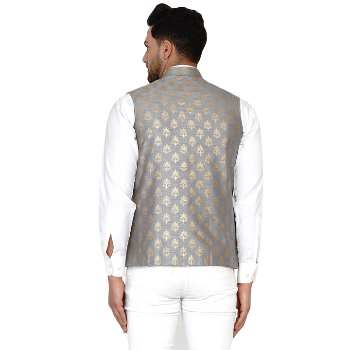 Royal Banarasi Nehru Jacket for Men | Art Silk Printed Elegance