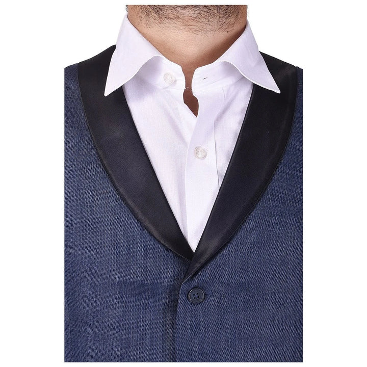 Navy Blue Solid Waistcoat for Men | Elegant Formal & Party Look