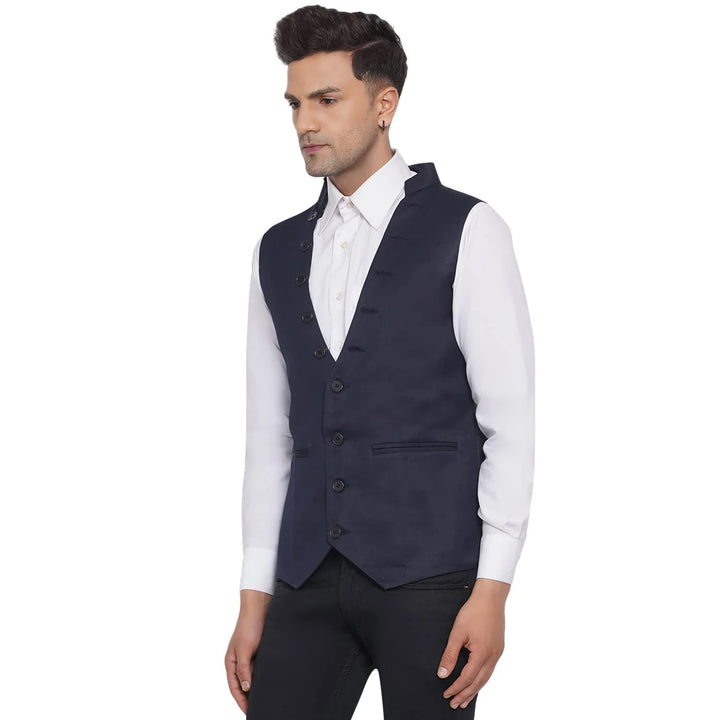 Men's Solid Poly Cotton Waistcoat | Formal & Casual Wear Style