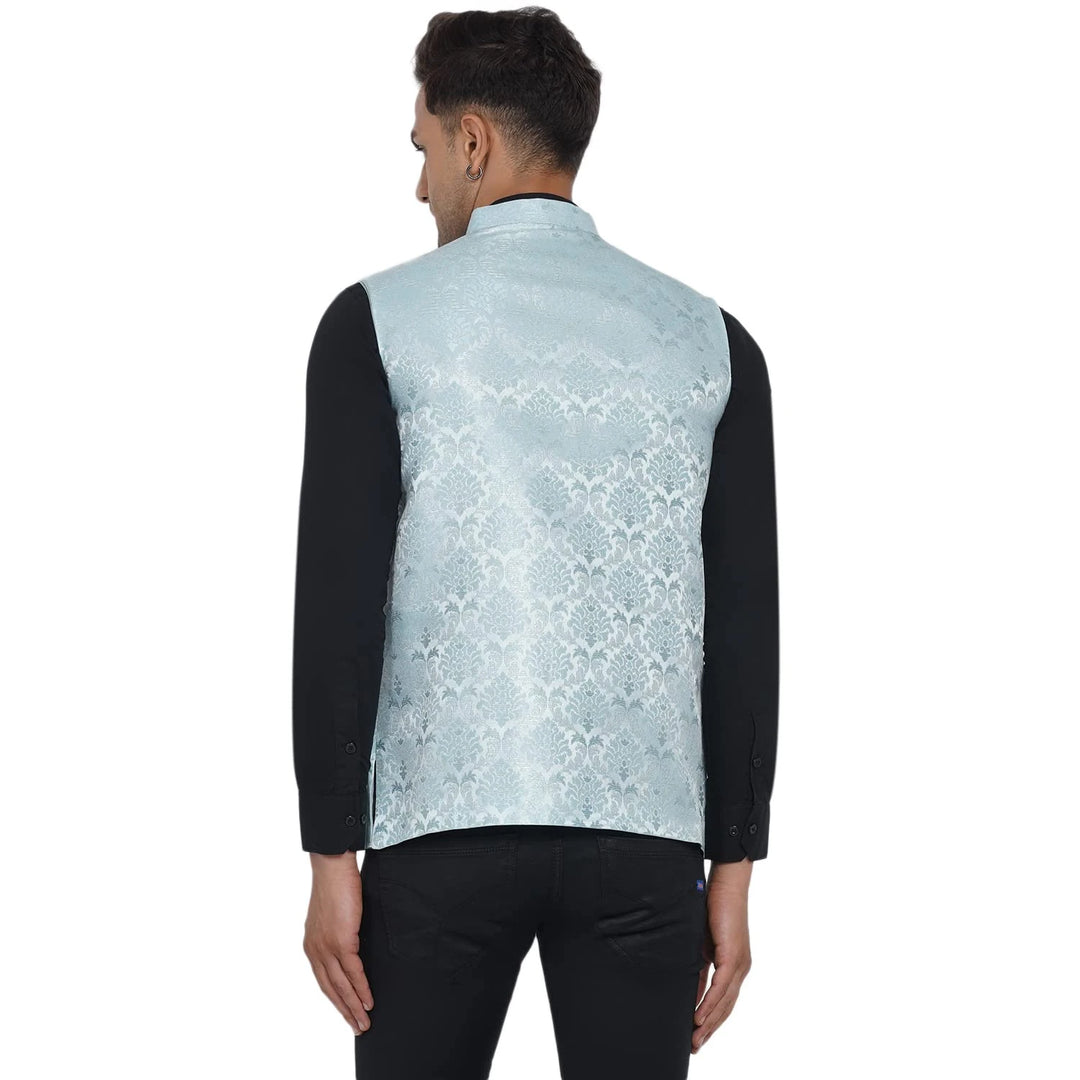 Stylish Men's Jacquard Printed Nehru Jacket | For Festive Wear