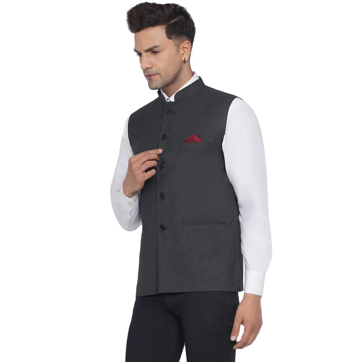 Men's Slub Plain Nehru Jacket | Stylish Casual & Formal Jacket