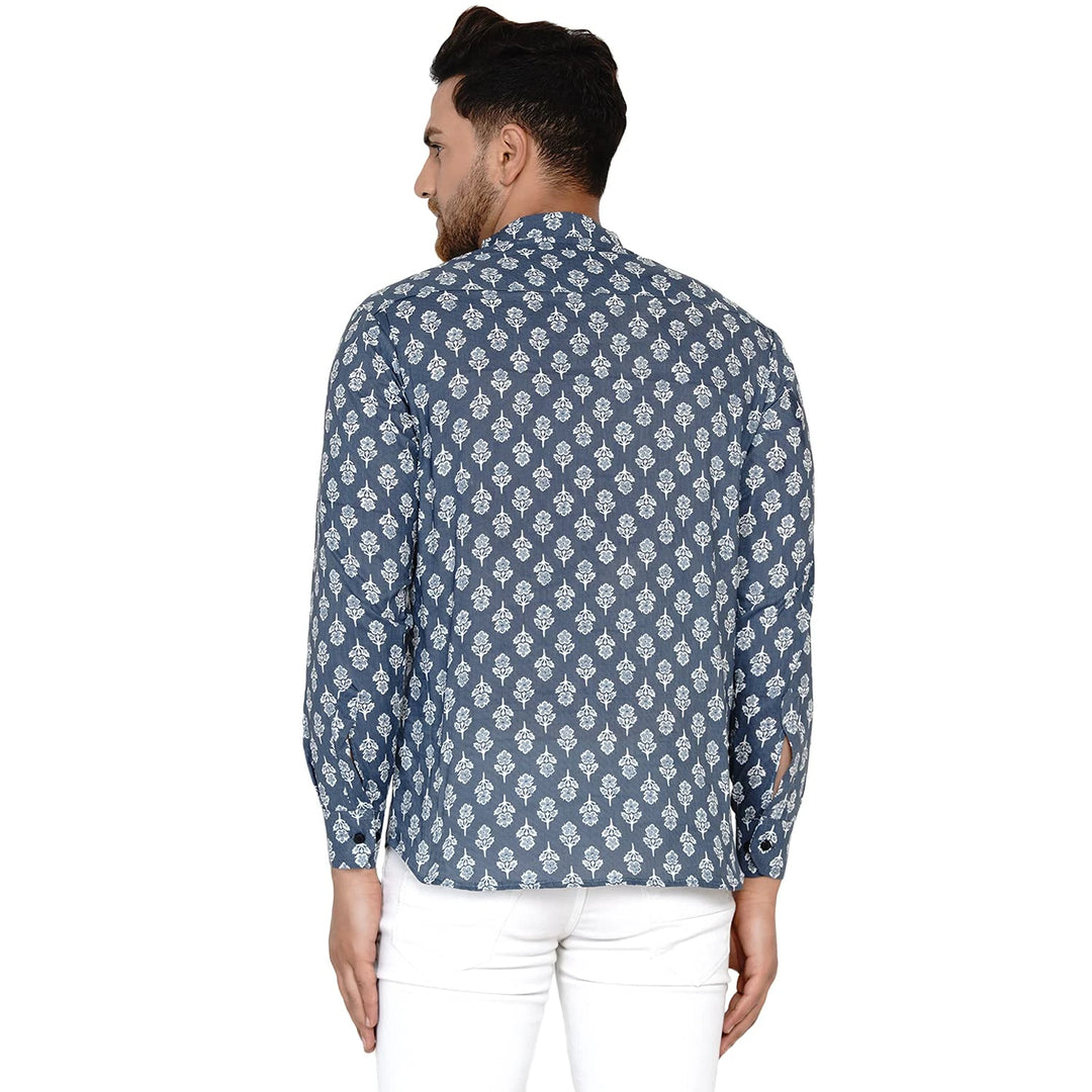 Traditional Look Men's Cotton Kurta | Teal Blue Everyday Charm