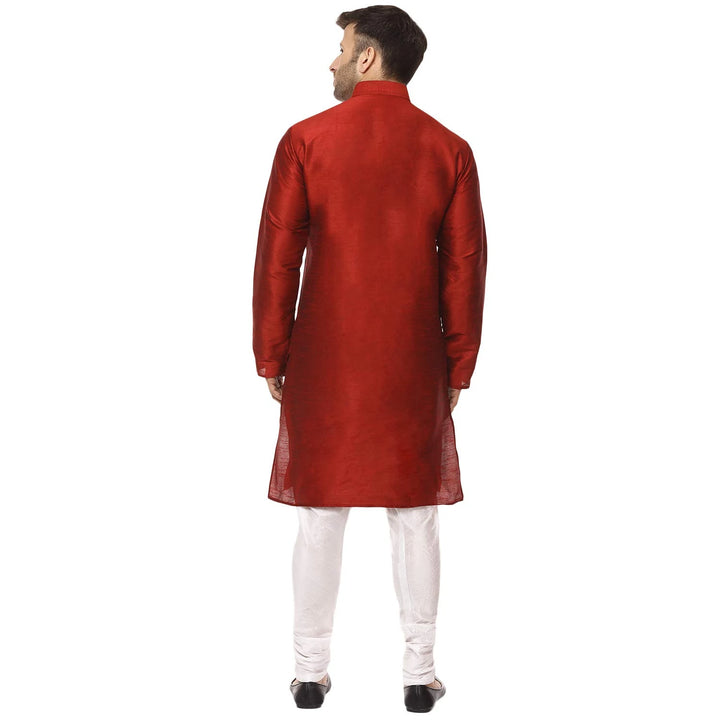 Classic Chinese Collar Kurta Set | Men’s Silk Style for Weddings