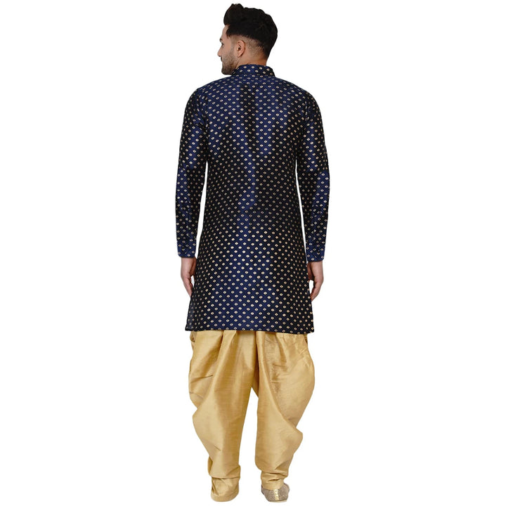 Traditional Art Silk Kurta with Raw Silk Dhoti | Banarasi Elegance