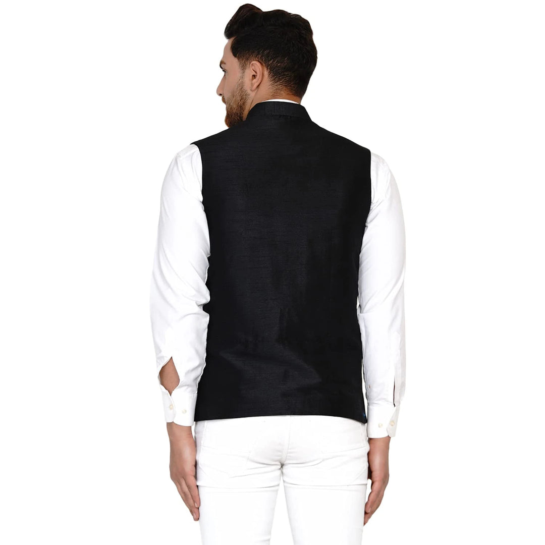 Classy Banarasi Jacket for Men | Solid Silk Blend Nehru Style