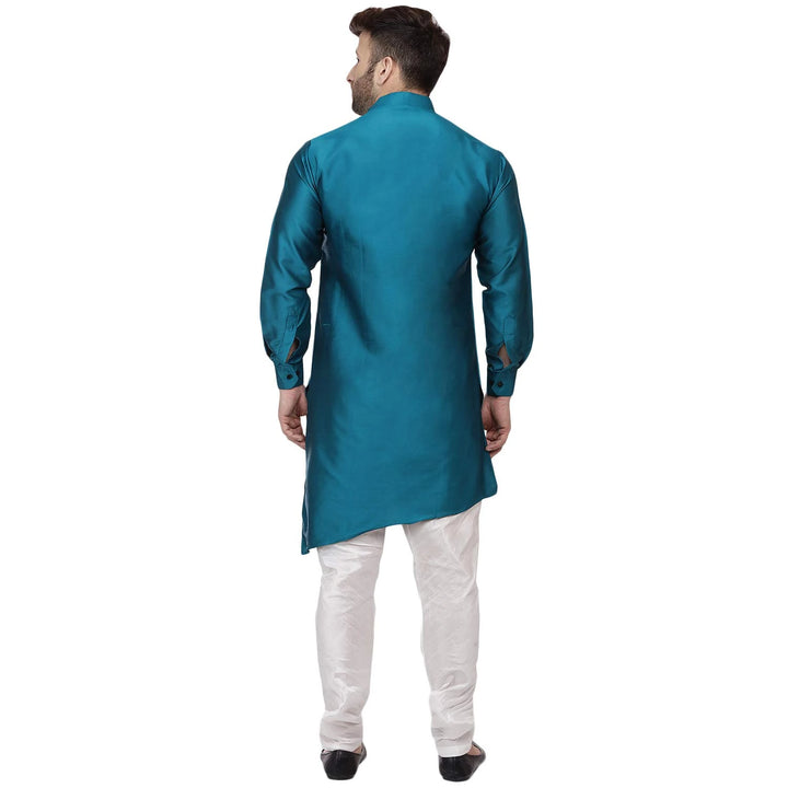 Taffeta Silk Side Button Kurta for Men | Stylish Mandarin Collar