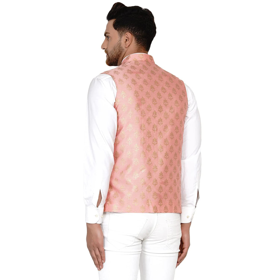 Royal Banarasi Nehru Jacket for Men | Art Silk Printed Elegance