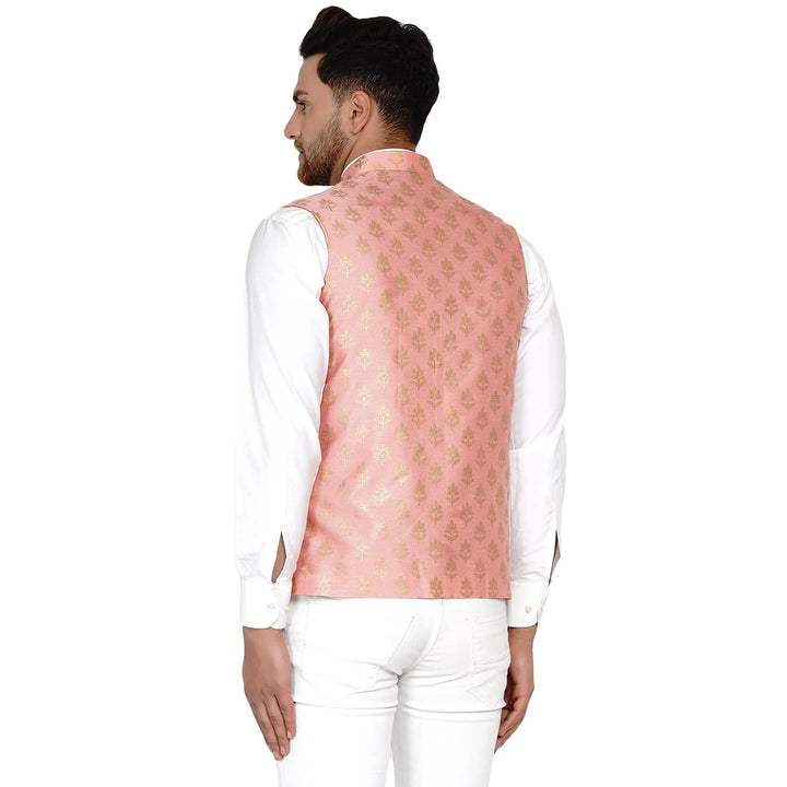 Royal Banarasi Nehru Jacket for Men | Art Silk Printed Elegance