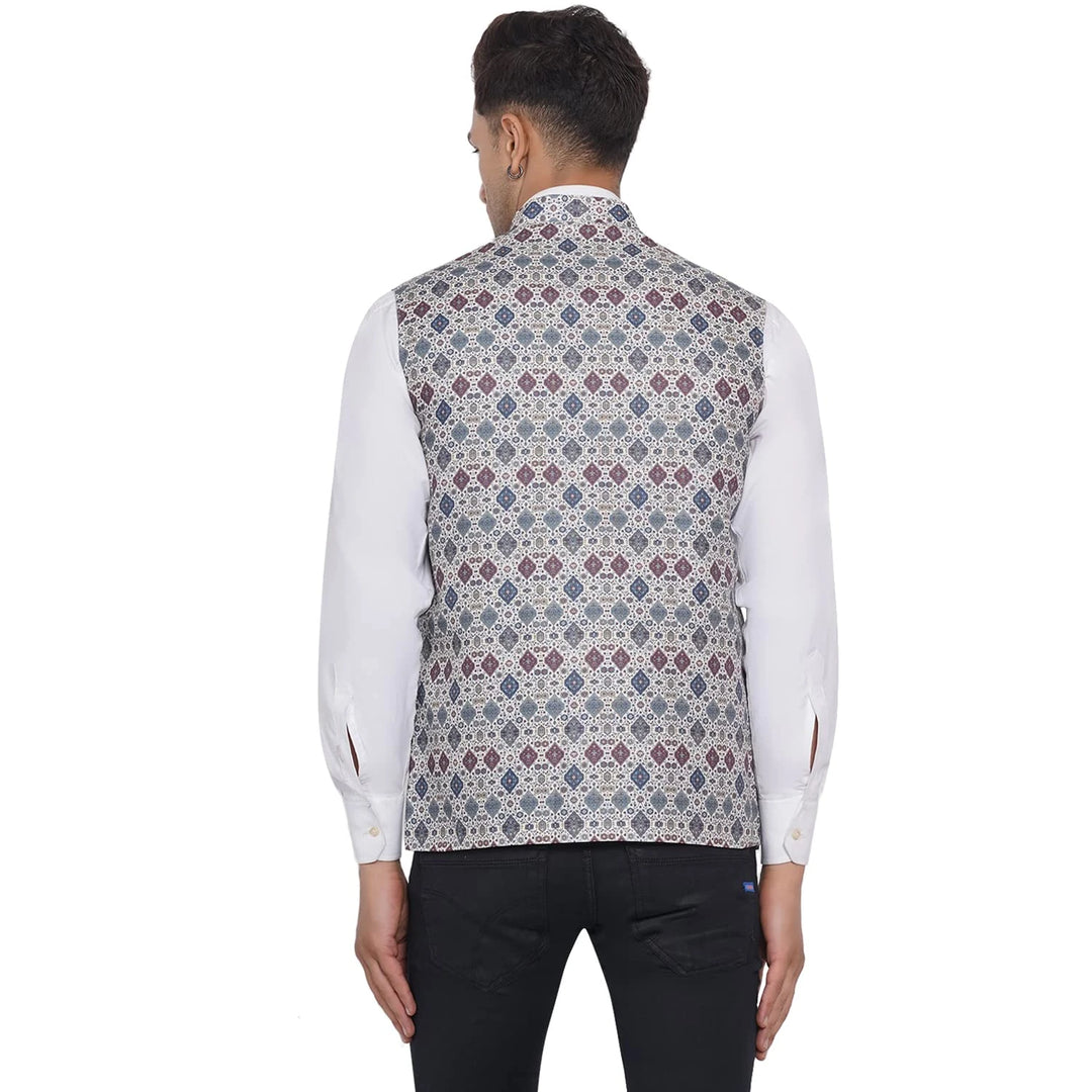 Designer Cotton Printed Nehru Jacket | Men’s Style for Festive Wear