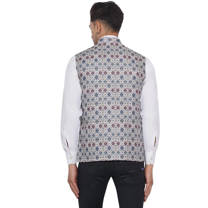 Designer Cotton Printed Nehru Jacket | Men’s Style for Festive Wear