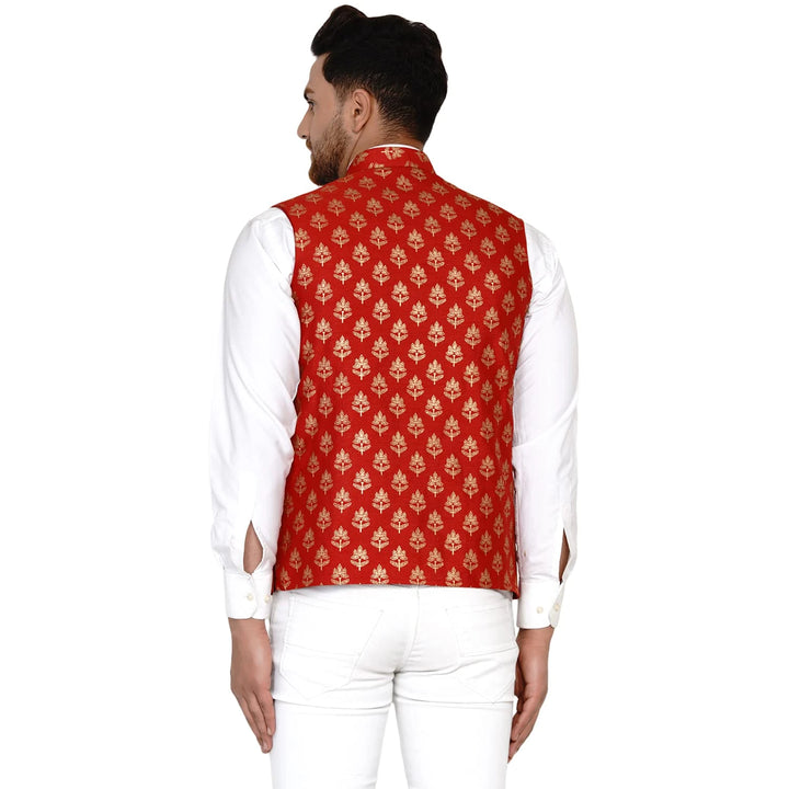 Royal Banarasi Nehru Jacket for Men | Art Silk Printed Elegance