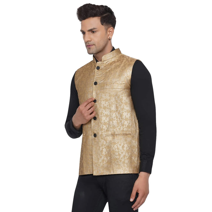 Banarasi Print Nehru Jacket for Men | Traditional Festive Wear