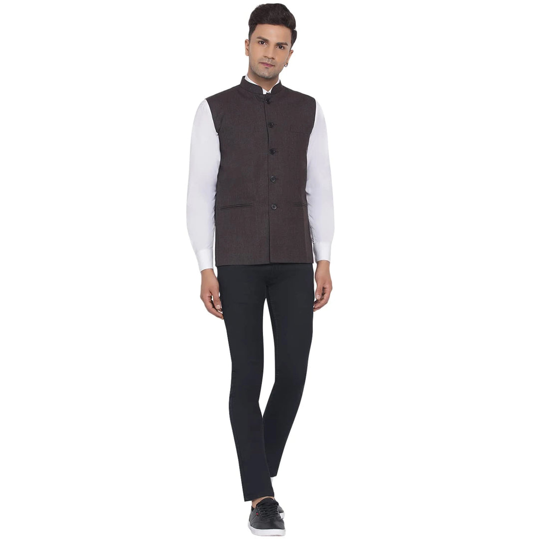 Men's Plain Slub Nehru Jacket | Festive & Formal Looks
