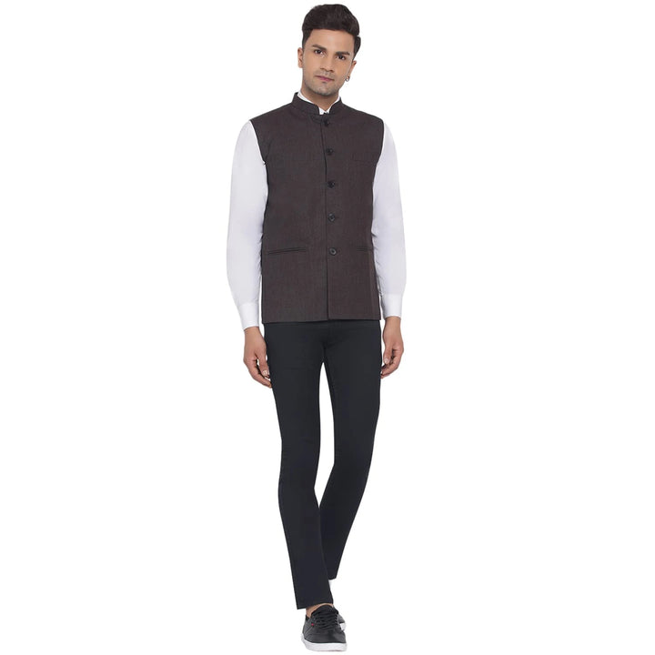 Men's Plain Slub Nehru Jacket | Festive & Formal Looks