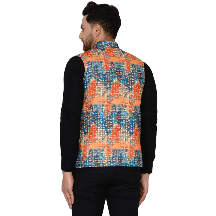 Multicolor Printed Cotton Nehru Jacket for Men | For Party And festive