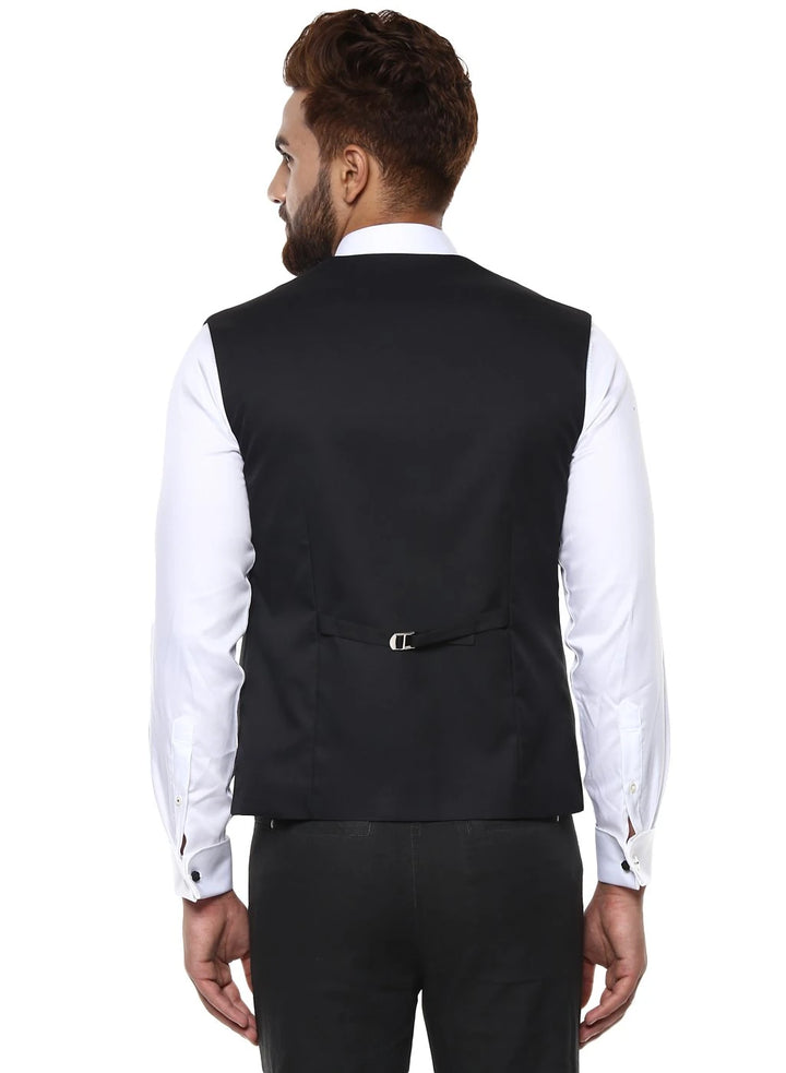 Solid Black Waistcoat for Men | Formal & Festive Style