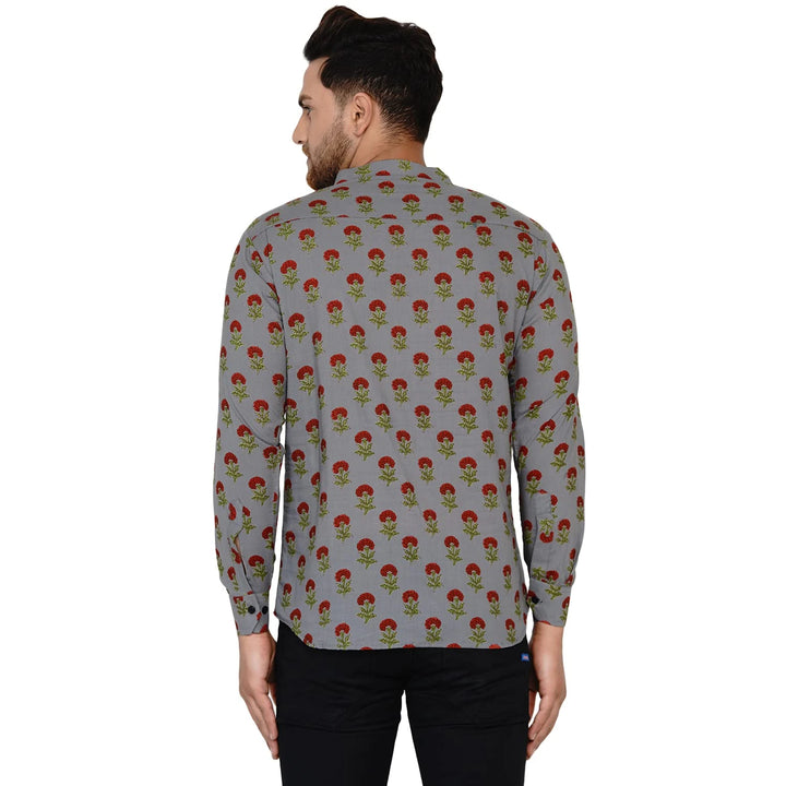 Weekend Ethnic Vibes | Dusty Gray Printed Cotton Kurta