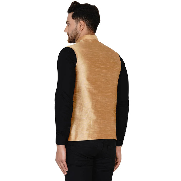 Classy Banarasi Jacket for Men | Solid Silk Blend Nehru Style