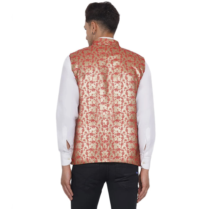 Banarasi Print Nehru Jacket for Men | Traditional Festive Wear