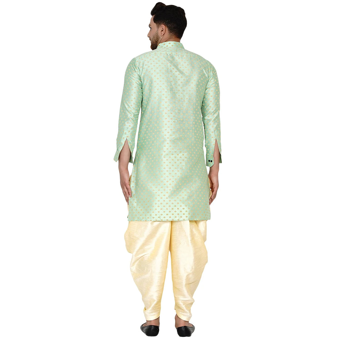 Traditional Art Silk Kurta with Raw Silk Dhoti | Banarasi Elegance