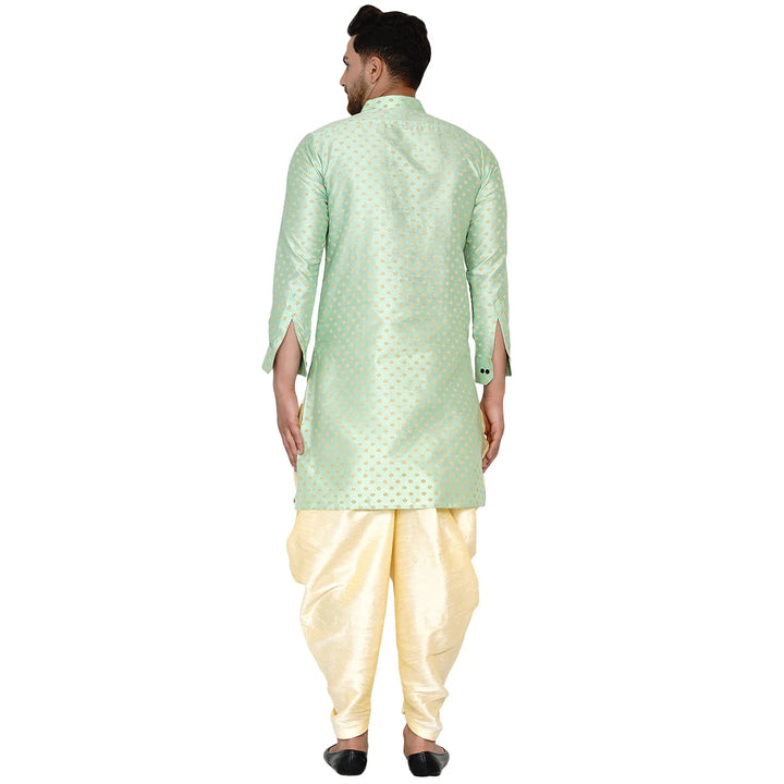 Traditional Art Silk Kurta with Raw Silk Dhoti | Banarasi Elegance