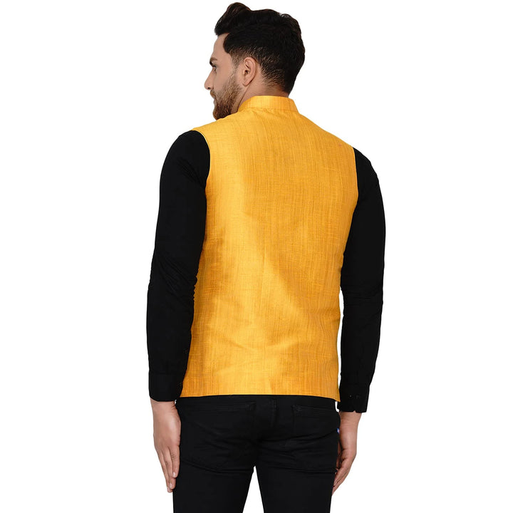 Classy Banarasi Jacket for Men | Solid Silk Blend Nehru Style
