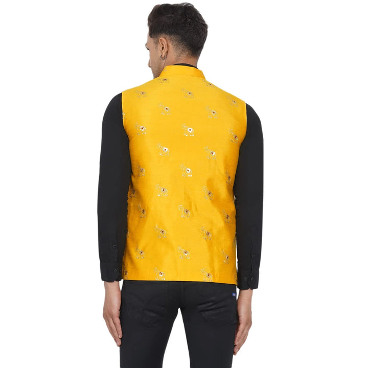 Silk Elephant Nehru Jacket for Men | Designer Ethnic Wear