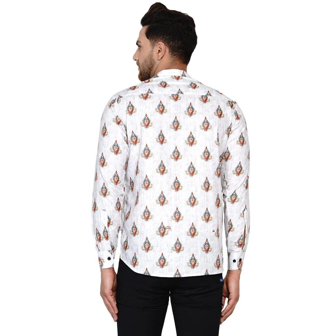 Summer Cotton Short Kurta for Men | White Printed Charm