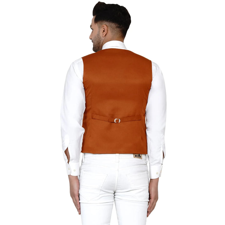 Men's Solid Golden Waistcoat | Elegant Look for Every Occasion