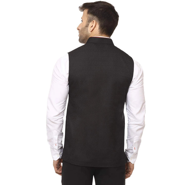 Timeless Black Nehru Jacket | Cotton Blend for Royal Charm