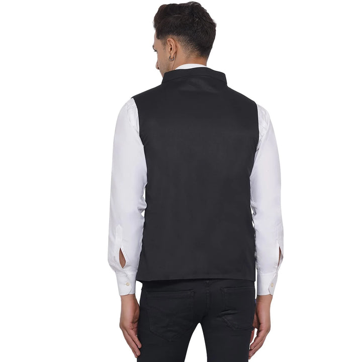 Men's Solid Poly Cotton Waistcoat | Formal & Casual Wear Style