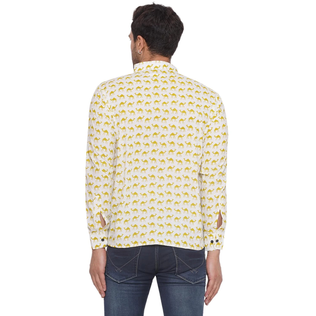 Trendy Cotton Kurta for Men | Sanganeri Camel Printed Classic