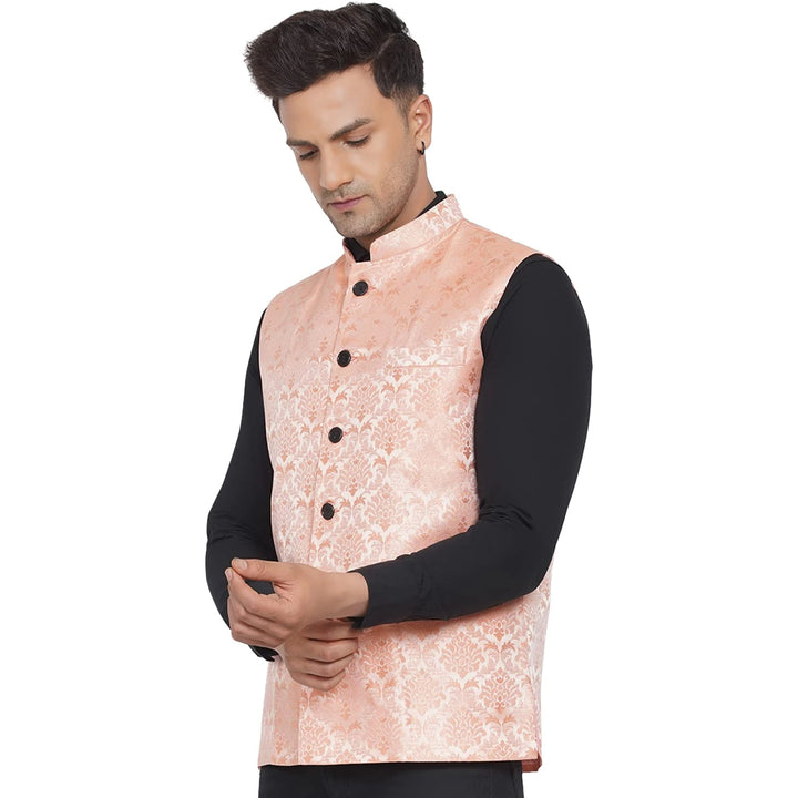 Stylish Men's Jacquard Printed Nehru Jacket | For Festive Wear