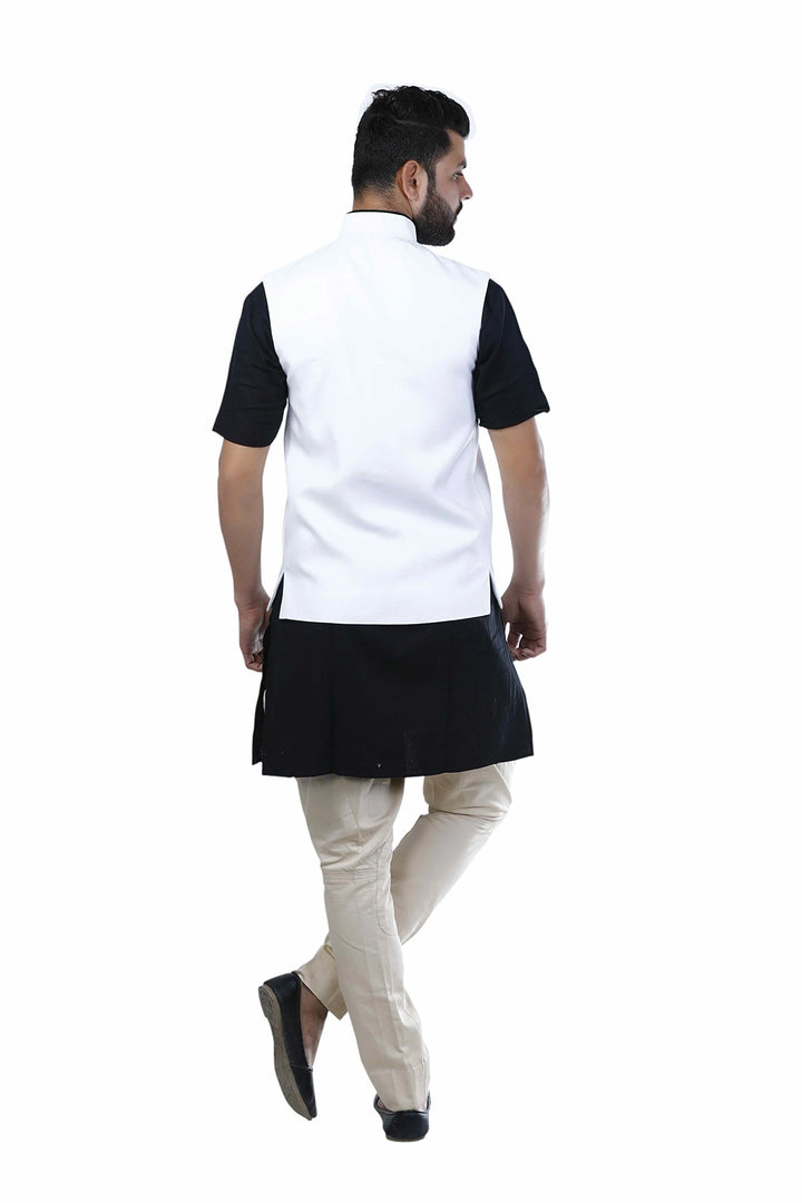 Designer White Nehru Jacket | Stylish Cotton Wear for Men