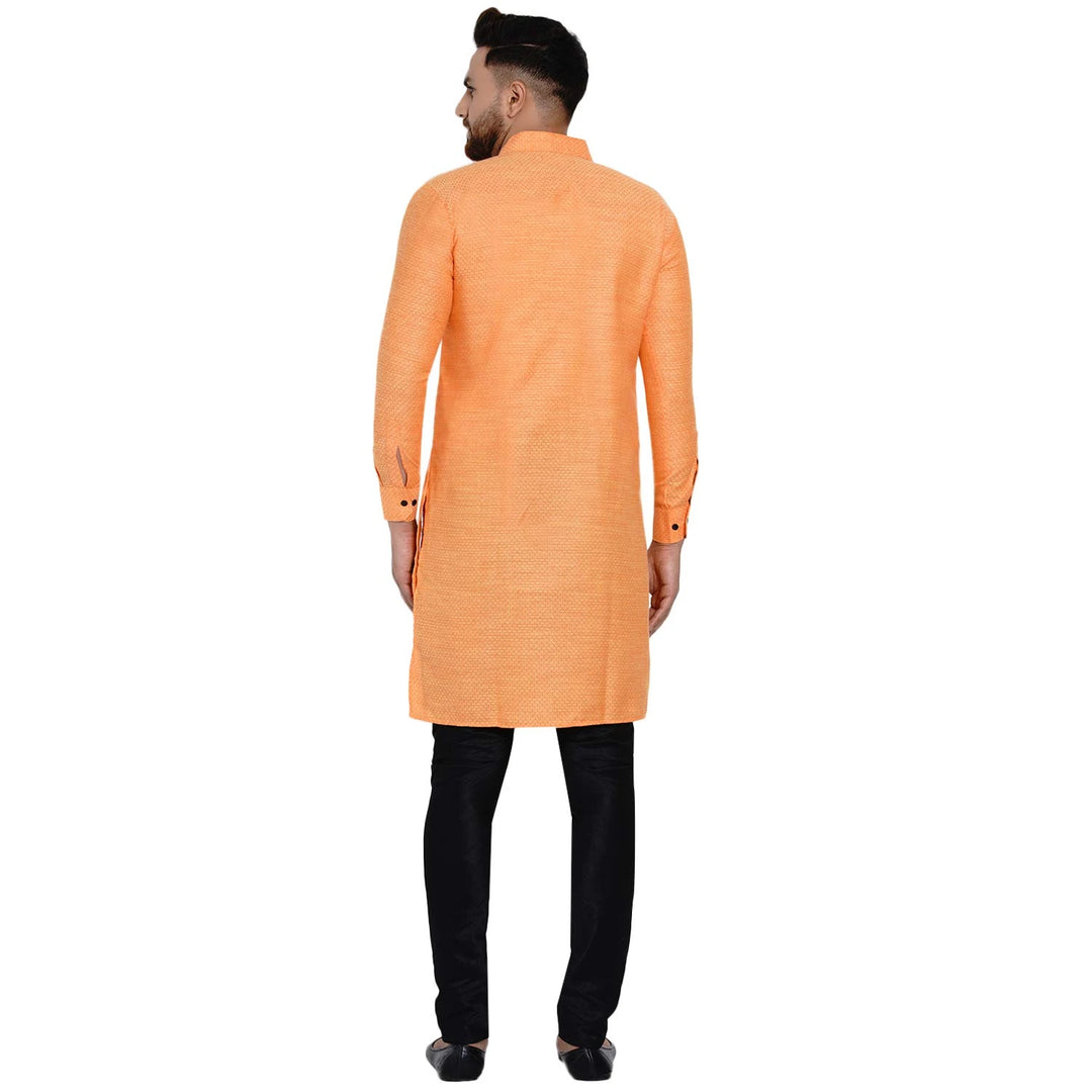 Textured Blended Fabric Kurta | Side Button Men's Ethnic Wear