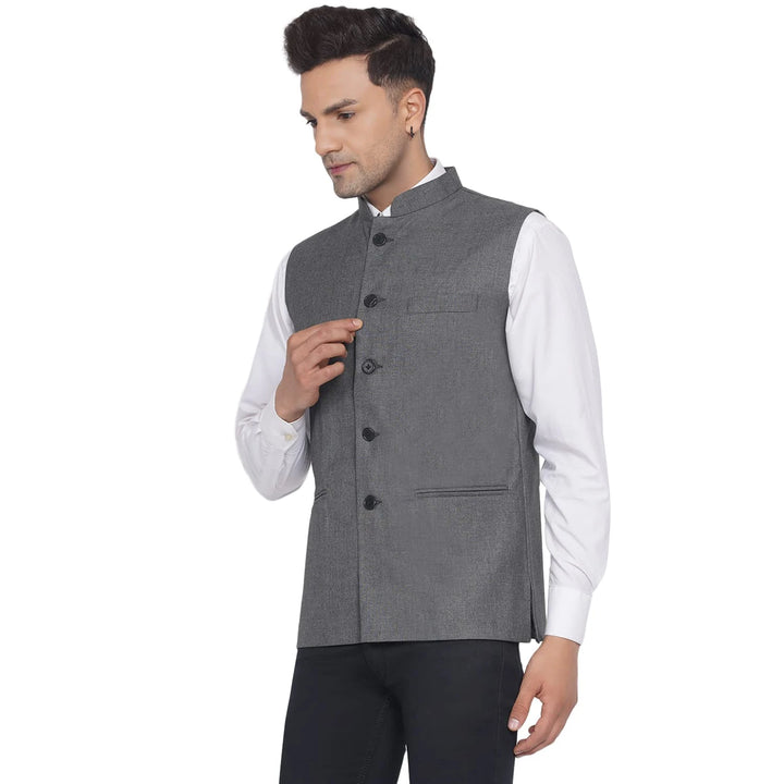Men's Plain Slub Nehru Jacket | Festive & Formal Looks