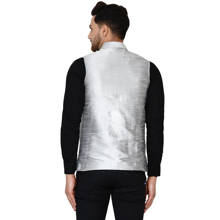Classy Banarasi Jacket for Men | Solid Silk Blend Nehru Style