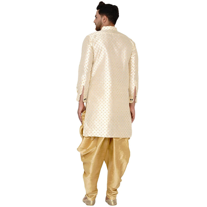 Traditional Art Silk Kurta with Raw Silk Dhoti | Banarasi Elegance