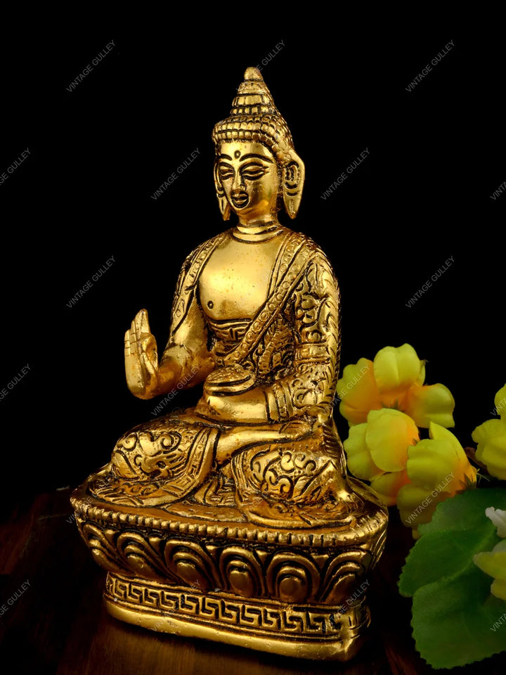 Buddha Sculpture | 7-Inch Metal Statue for Spiritual Decor and Harmony