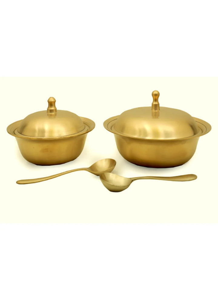 Kansa Serving Chinese Bowls Set of 2 | Traditional Bronze Design