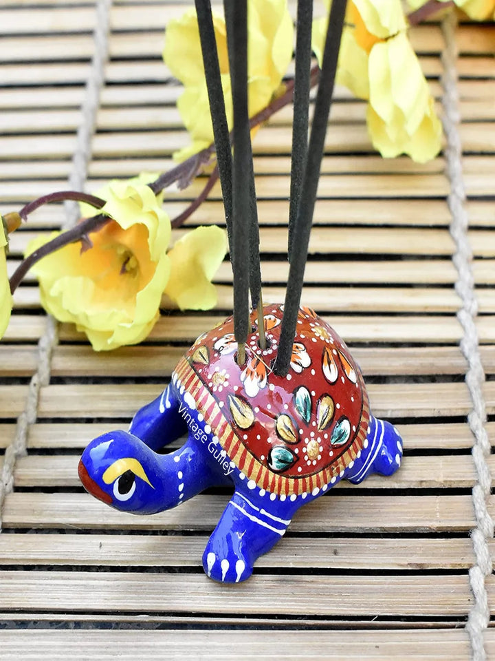 Handcrafted Metal Tortoise Agarbatti Stand | Set of 2 for Home Decor