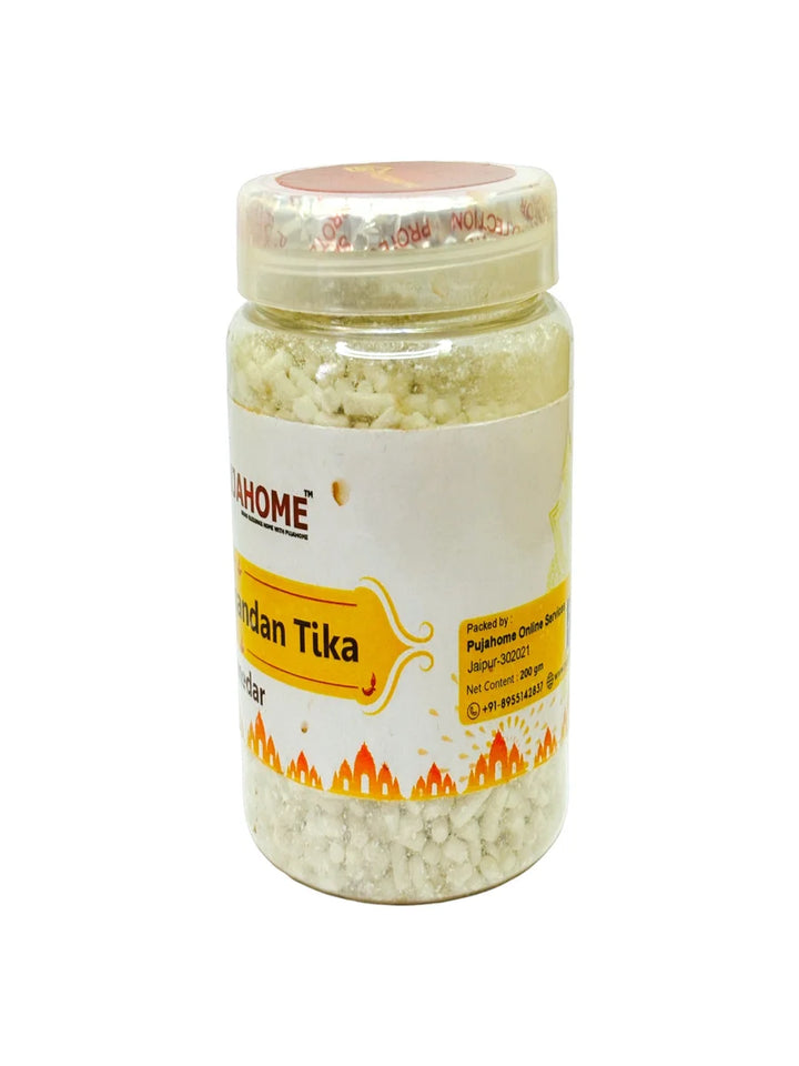 Premium White Chandan Tika Danedar 200 Gram Box