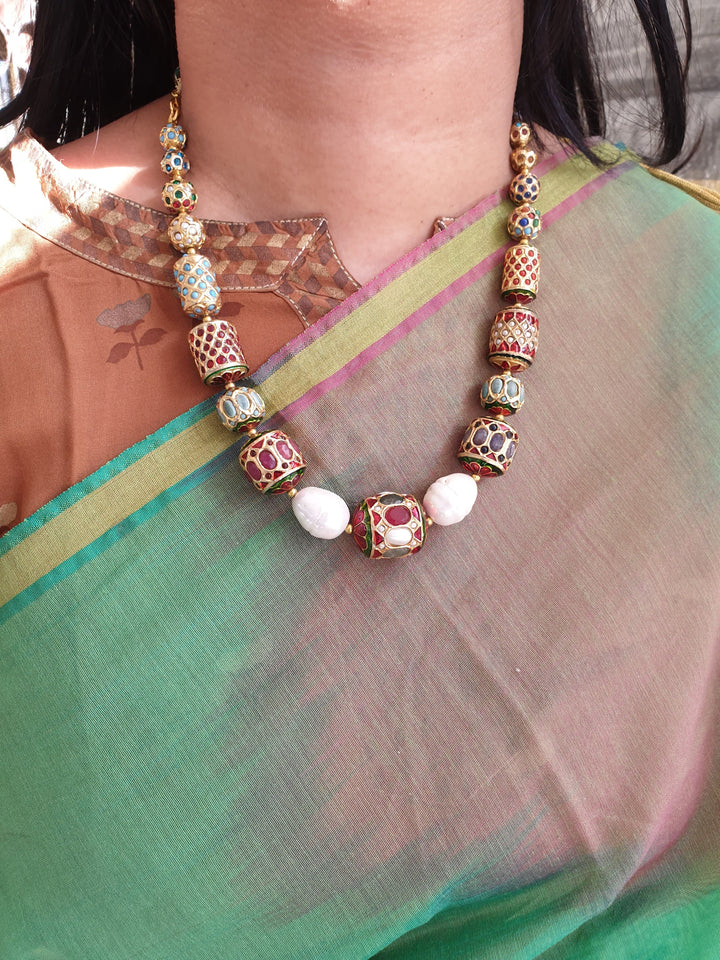 Pearl  | Meenakari Stone Necklace Collection