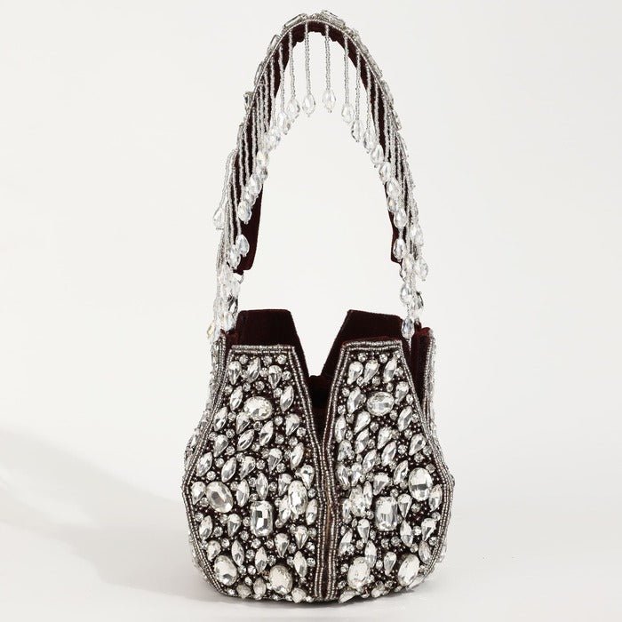 Jhalak Potli Bag with Handle | Handcrafted Designer Piece for Elegance - Jhalak_Maroon
