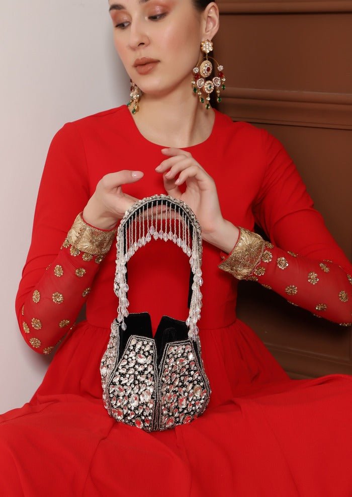 Jhalak Potli Bag with Handle | Handcrafted Timeless Elegance in Potli Design - Jhalak_Black