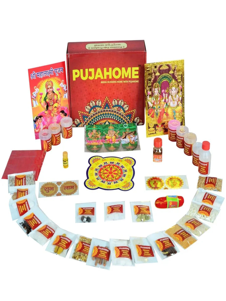 Diwali Puja Samagri Kit for Mahalakshmi Pujan (38+ Items) with Detailed Puja Vidhi