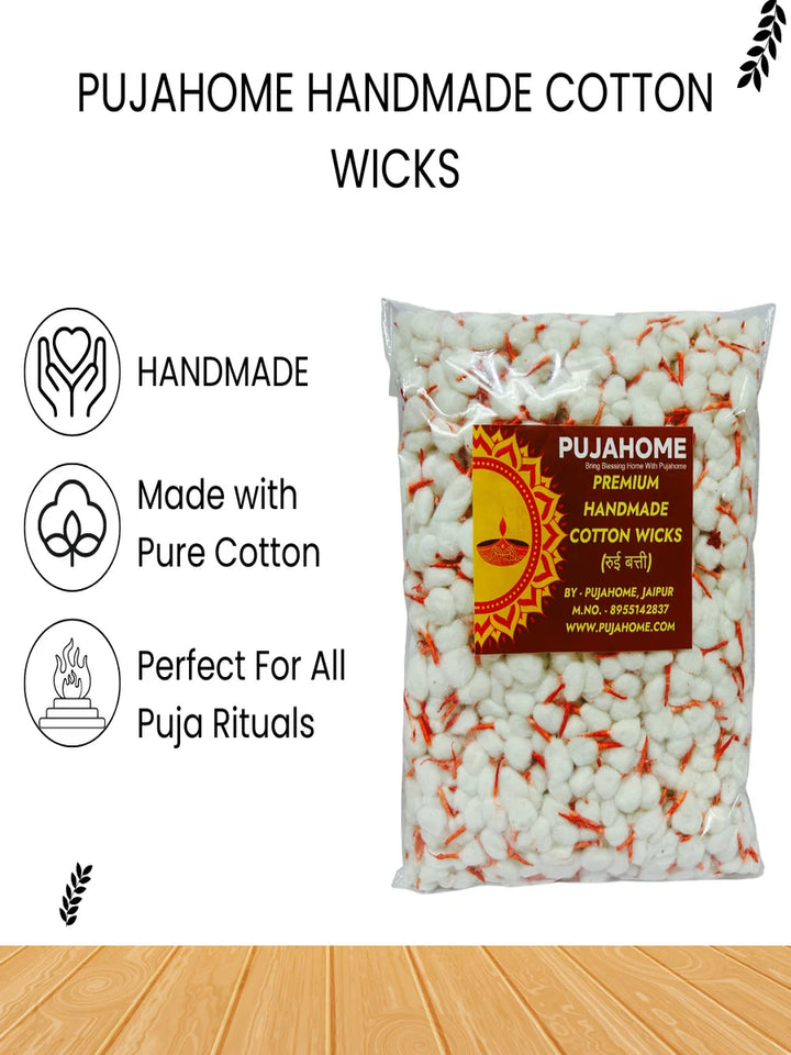 Round Cotton Wicks/Diya Batti With Kesar Tip Pack of 5100